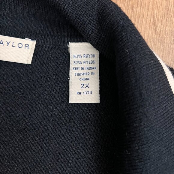 Lord & Taylor Long Cardigan Sweater Knit Jacket Black Contrast Edging Sz 2X - Picture 7 of 11